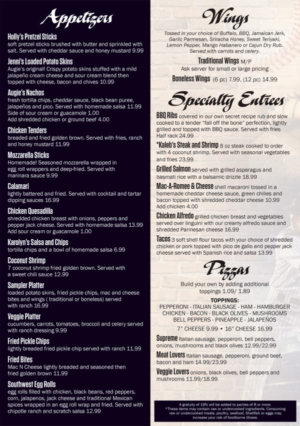 Menu - Augie's Sports Grill